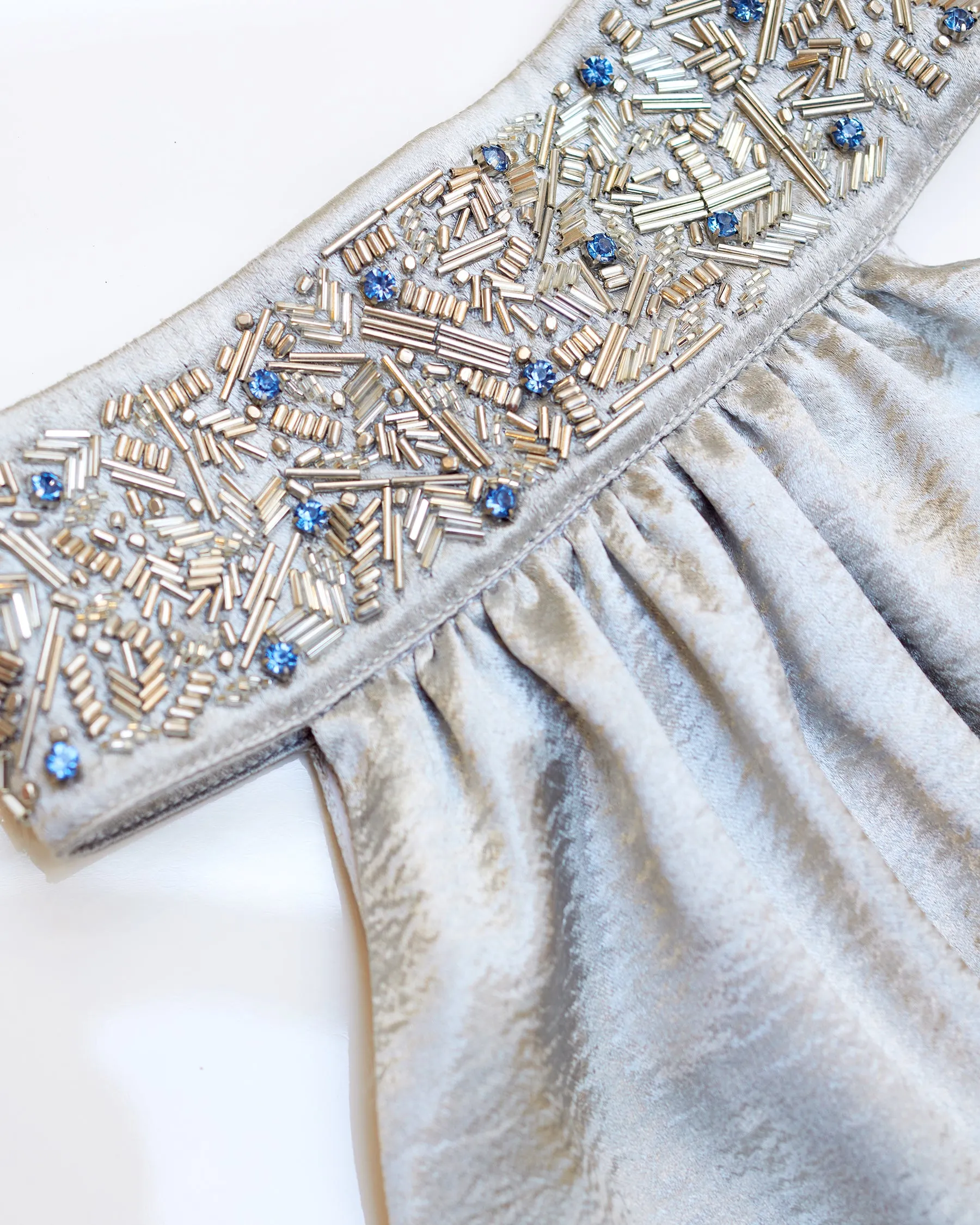 Addison Halter Top in Silver Shimmer and Embellishment