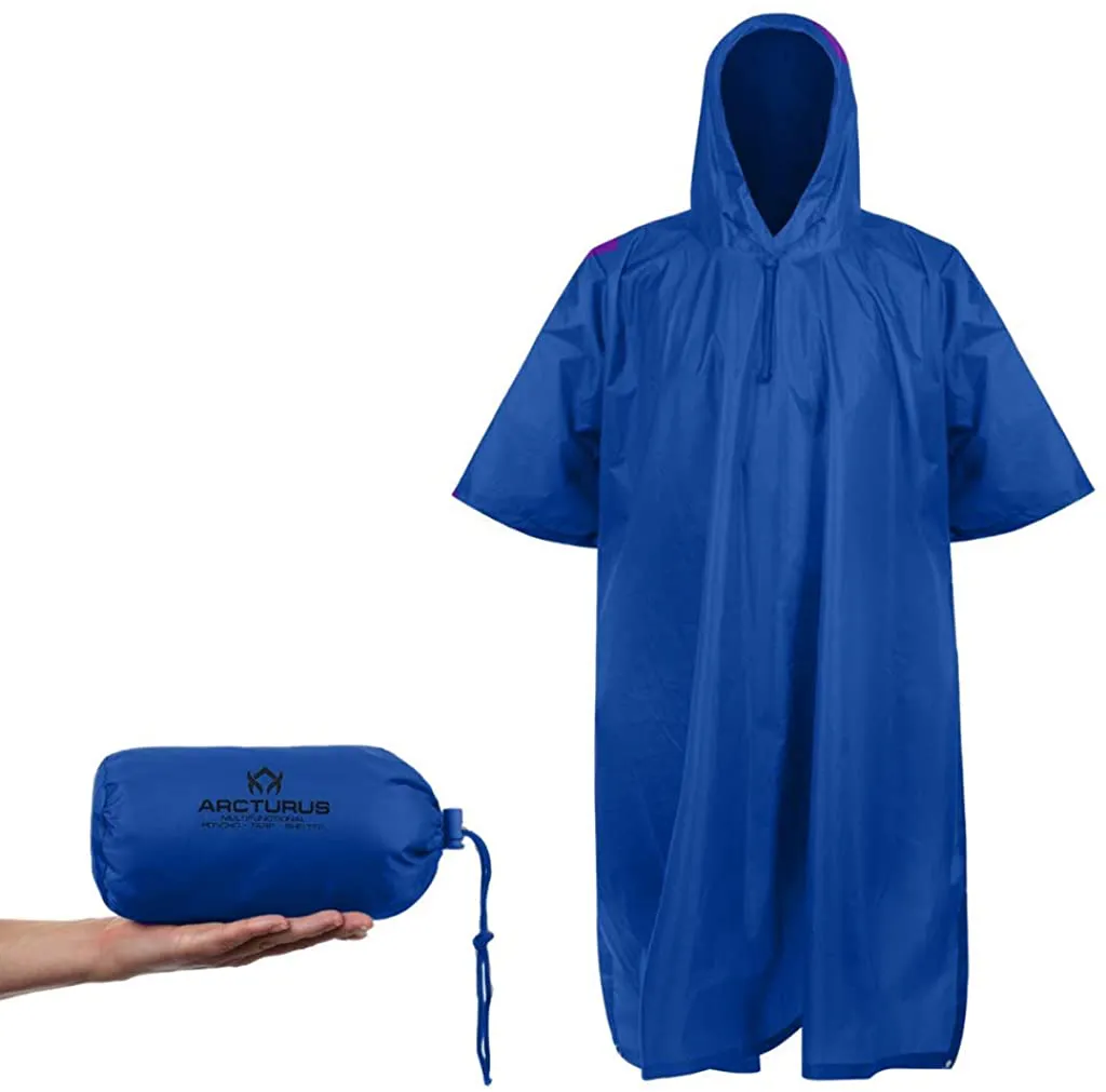 Arcturus Lightweight Ripstop Nylon Rain Poncho with Adjustable Hood