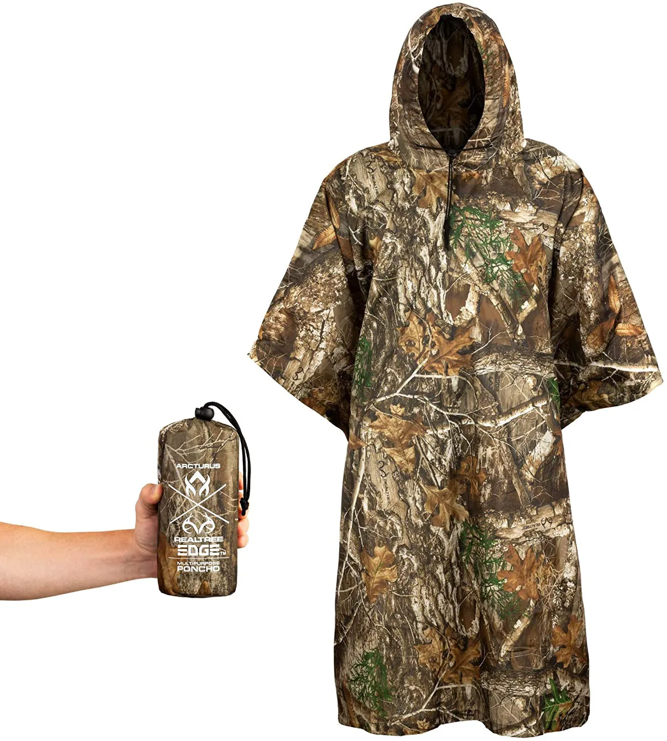 Arcturus Lightweight Ripstop Nylon Rain Poncho with Adjustable Hood