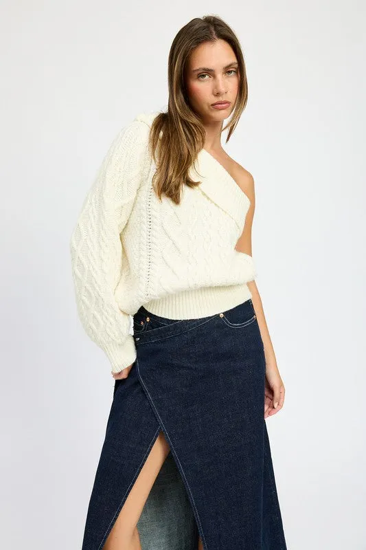 Bohemian Oversized One Shoulder Sweater