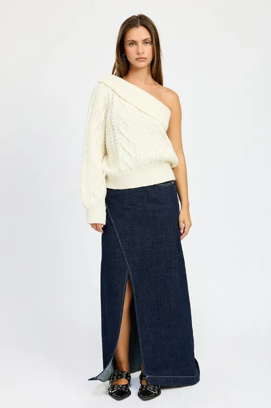 Bohemian Oversized One Shoulder Sweater