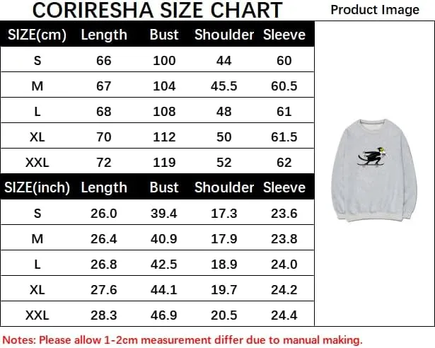 CORIRESHA Unisex Cute Cat Crewneck Long Sleeves Casual Cotton Skateboard Sweatshirts