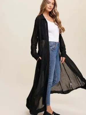 Delightful Chaos Button Down Long Duster Shirt Dress