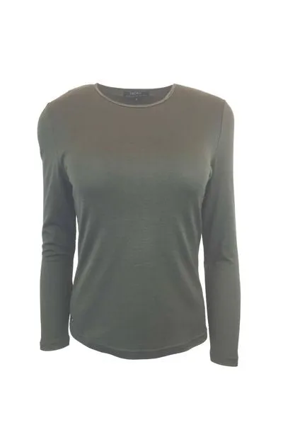 EBAS503.COLOUR.I-O MERINO JUMPER SATIN ELASTIC TRIM ROUND NECK