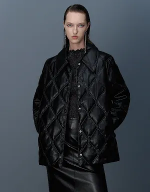 Embossed Straight Padded Coat