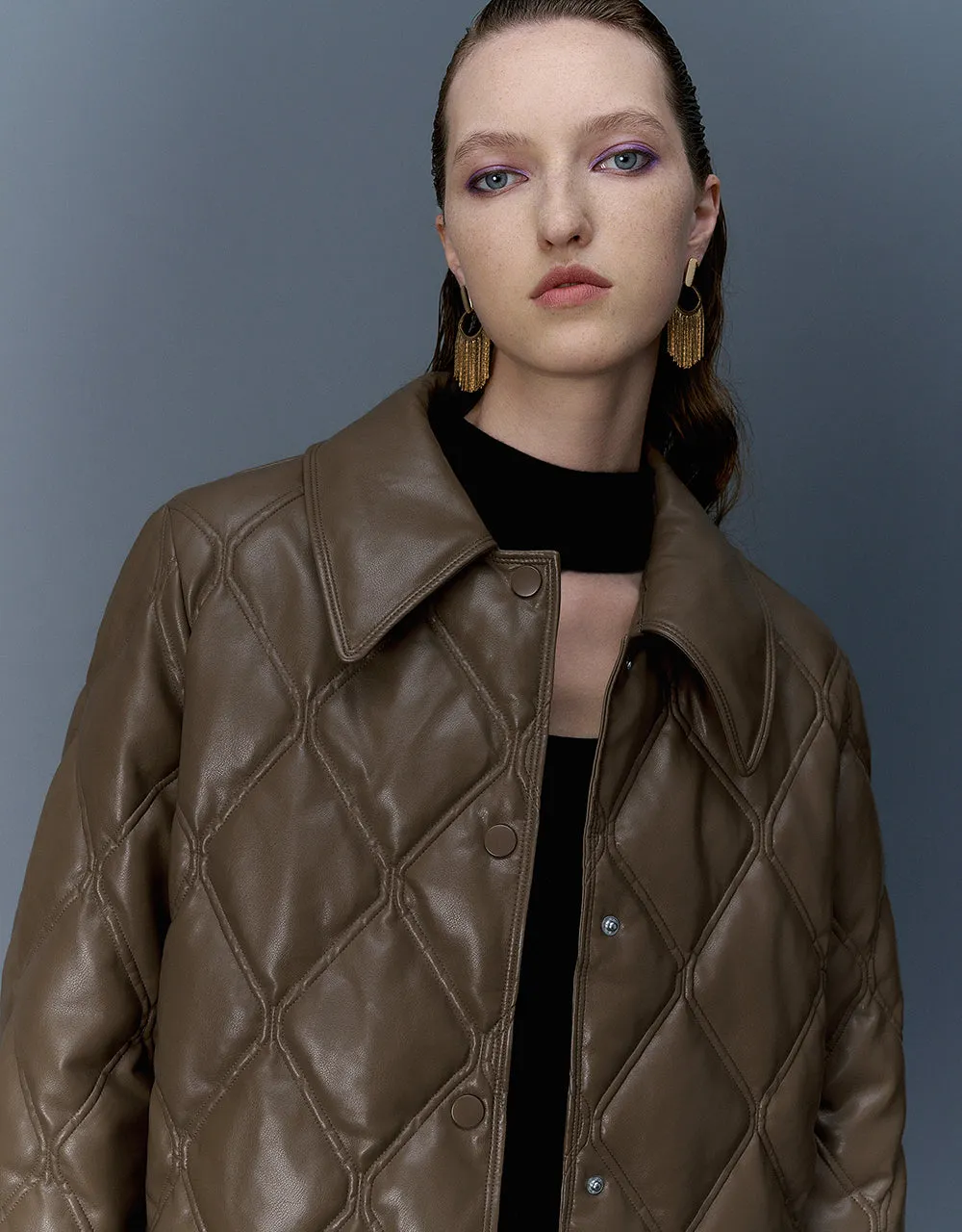 Embossed Straight Padded Coat