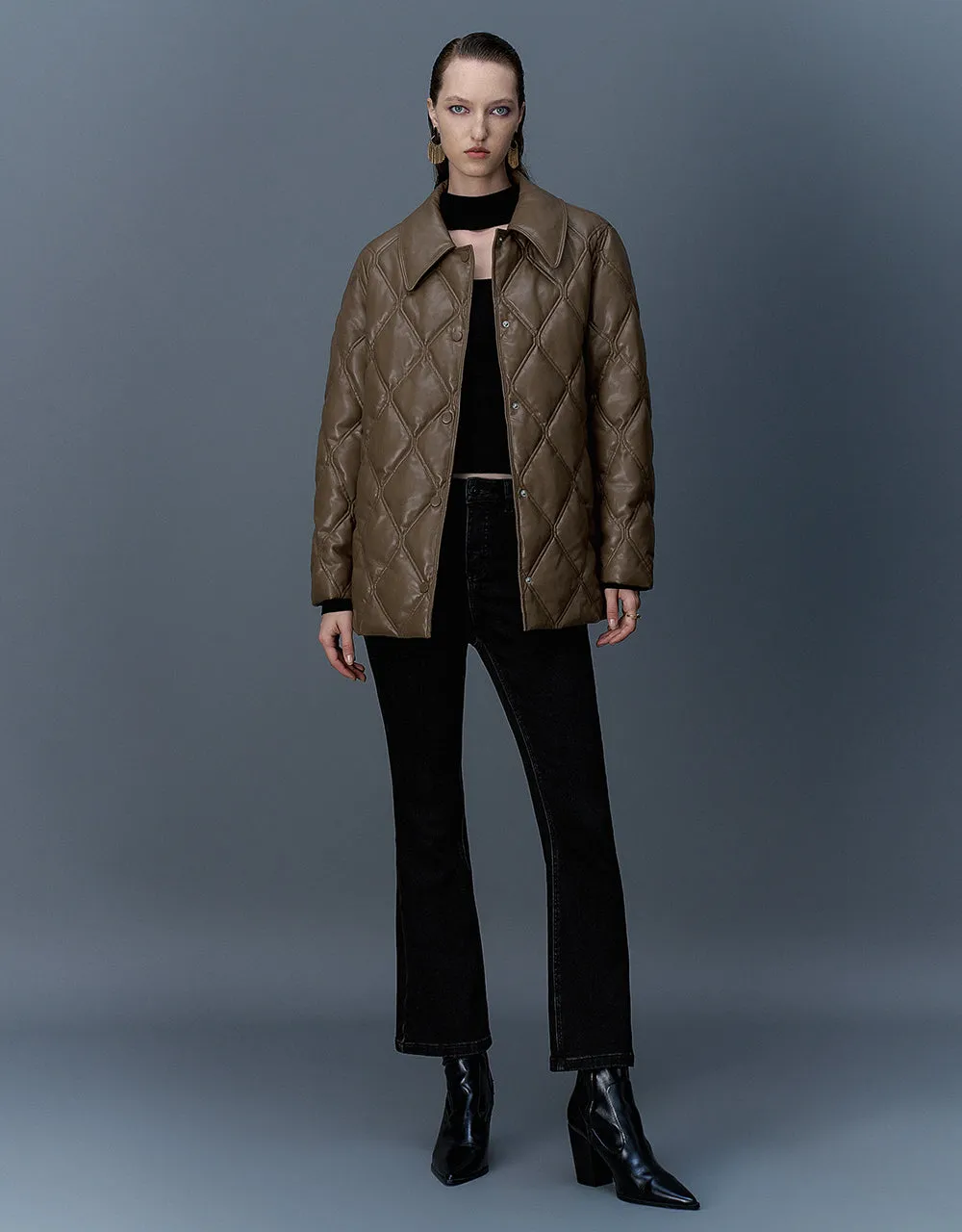Embossed Straight Padded Coat