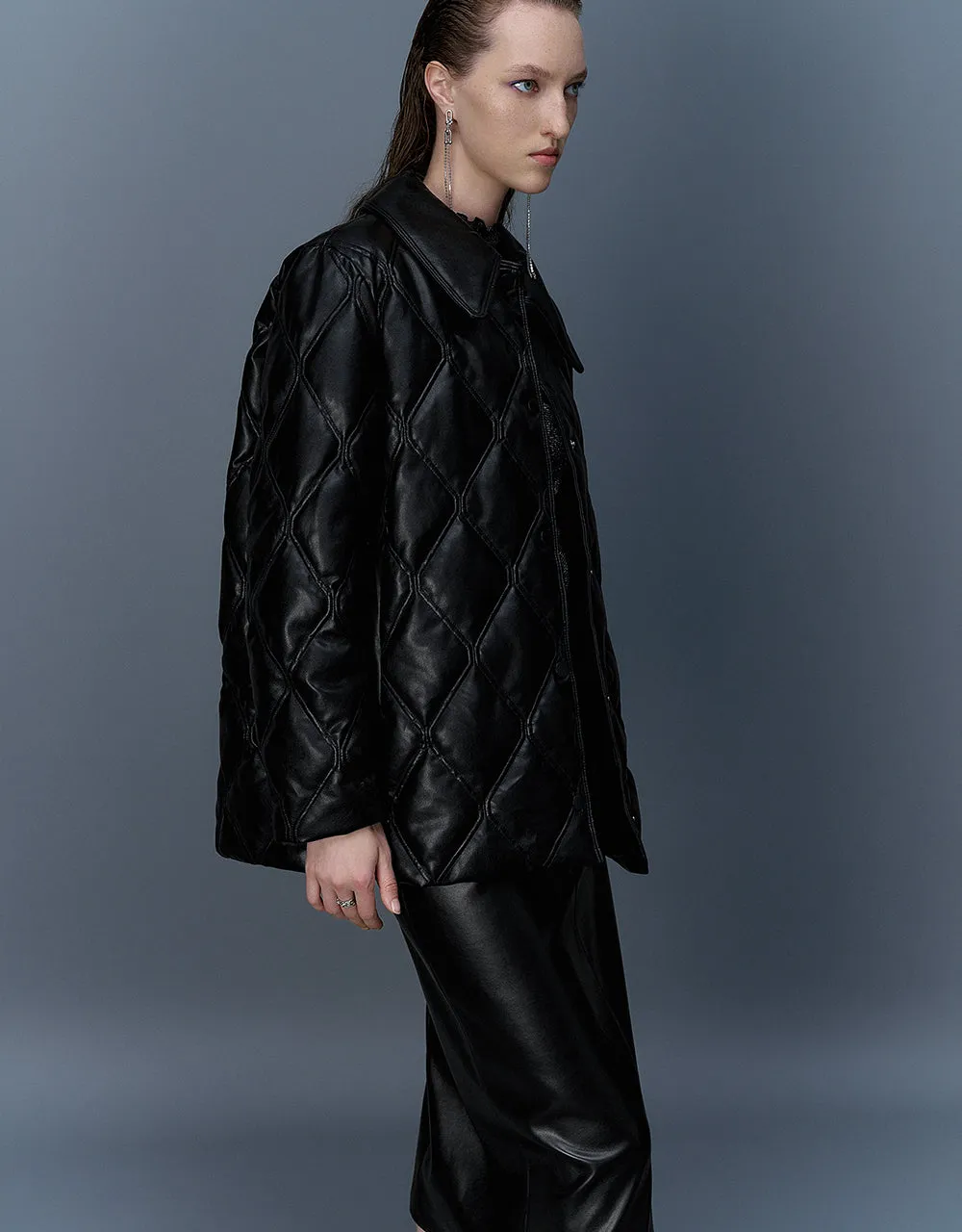 Embossed Straight Padded Coat