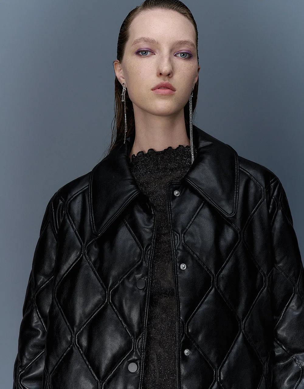 Embossed Straight Padded Coat