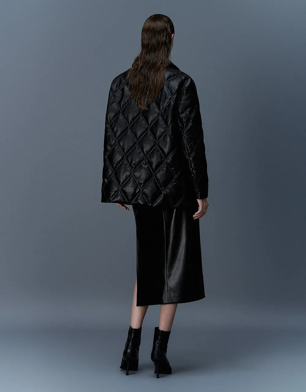 Embossed Straight Padded Coat