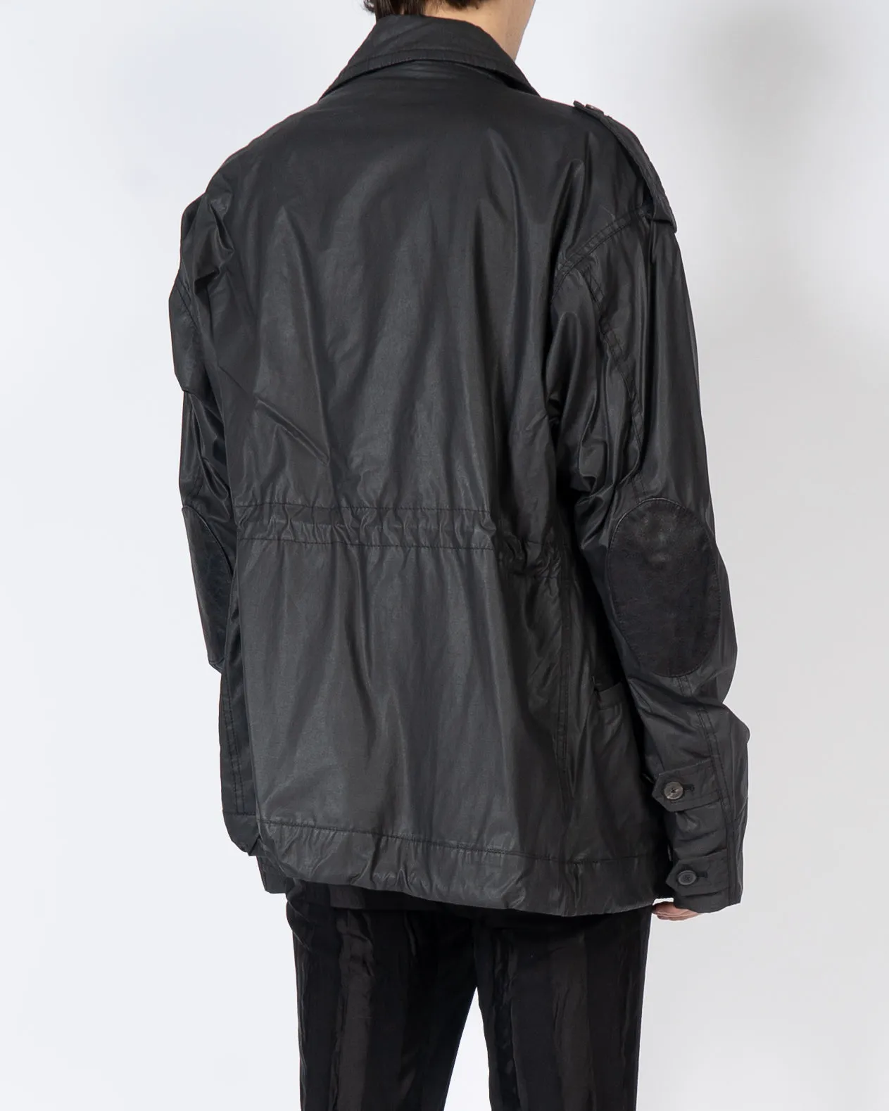 FW17 Black Safari Jacket with Black Leather Patches 1 of 1 Sample