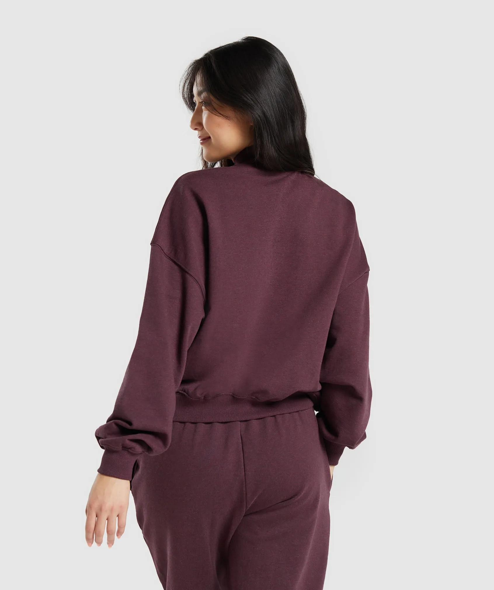 Gymshark Rest Day Sweats 1/2 Zip Pullover - Bros Deep Plum Marl