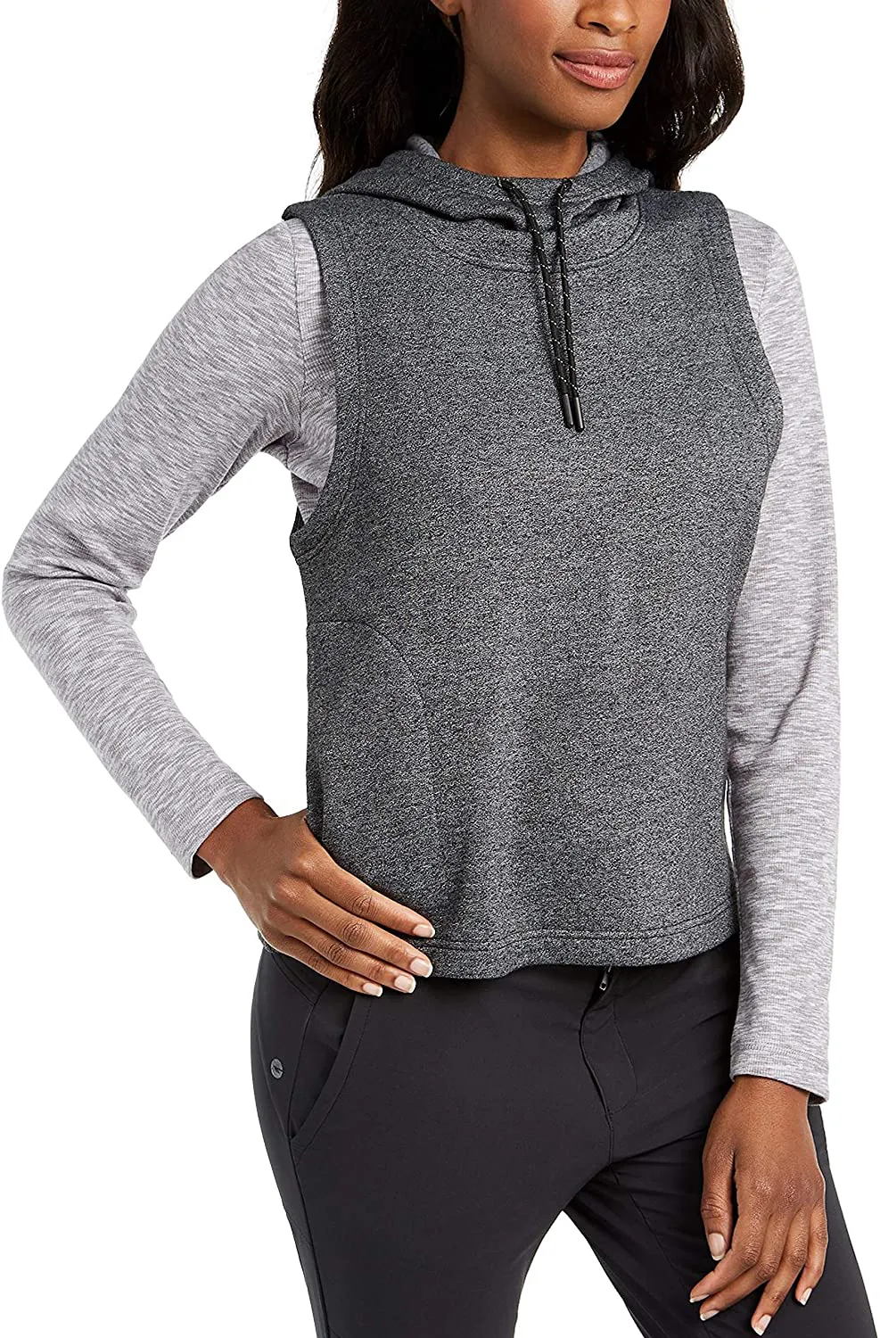 HI-TEC Women's Tarheel Hooded Cold Weather Active Vest, Blackened Pearl, Large