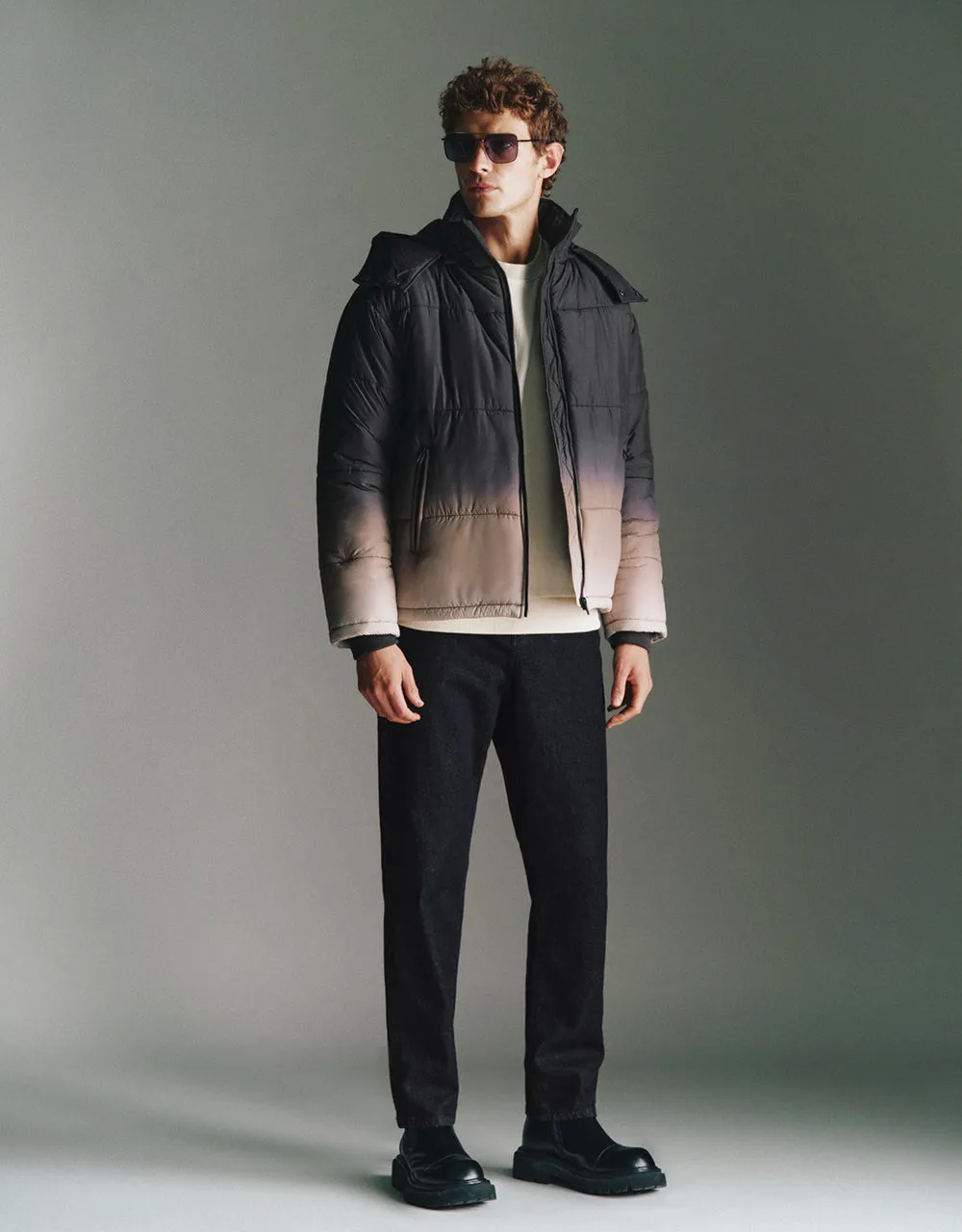Hooded Gradient Padded Coat