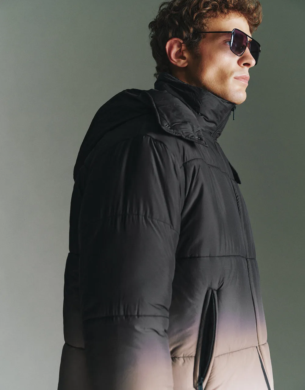 Hooded Gradient Padded Coat