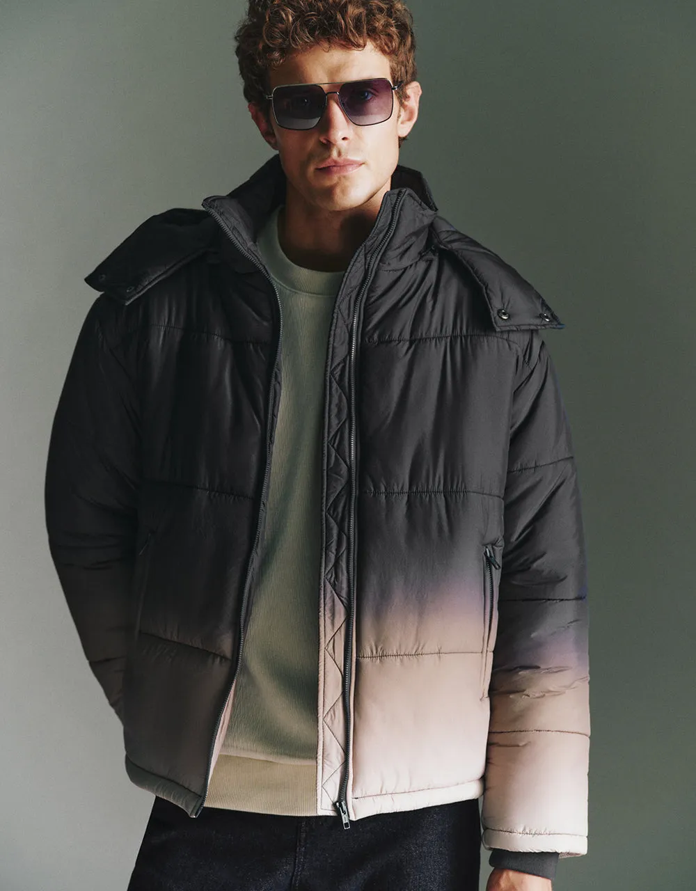 Hooded Gradient Padded Coat