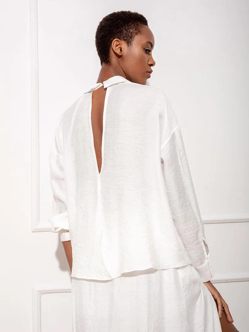 Iconic Lined Shirt Dress with Buttons Down the Front - White