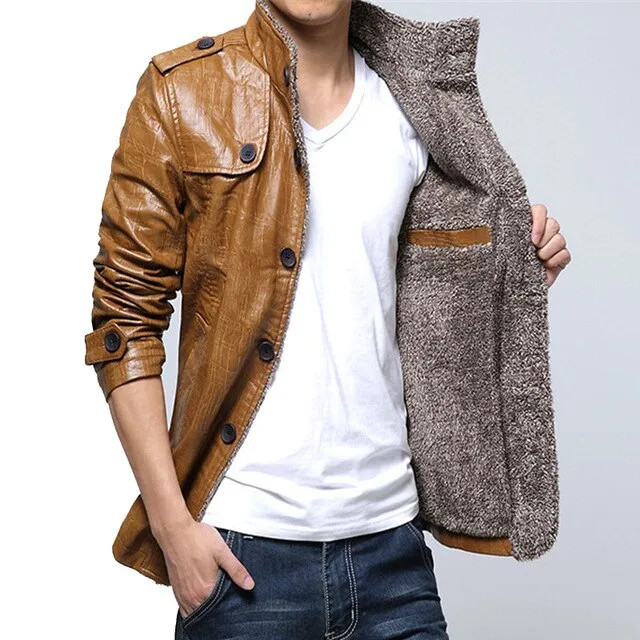 IFRICH Mens PU Leather Jackets Autumn Winter Smart Casual Leather Jacket