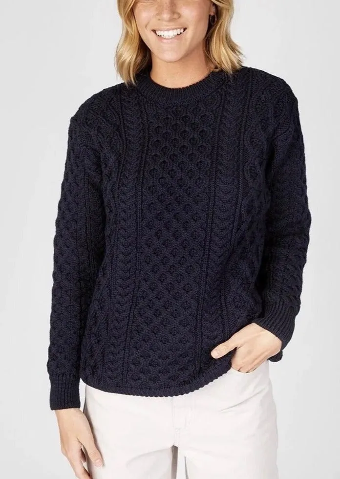 IrelandsEye Women's Aran Sweater | Navy