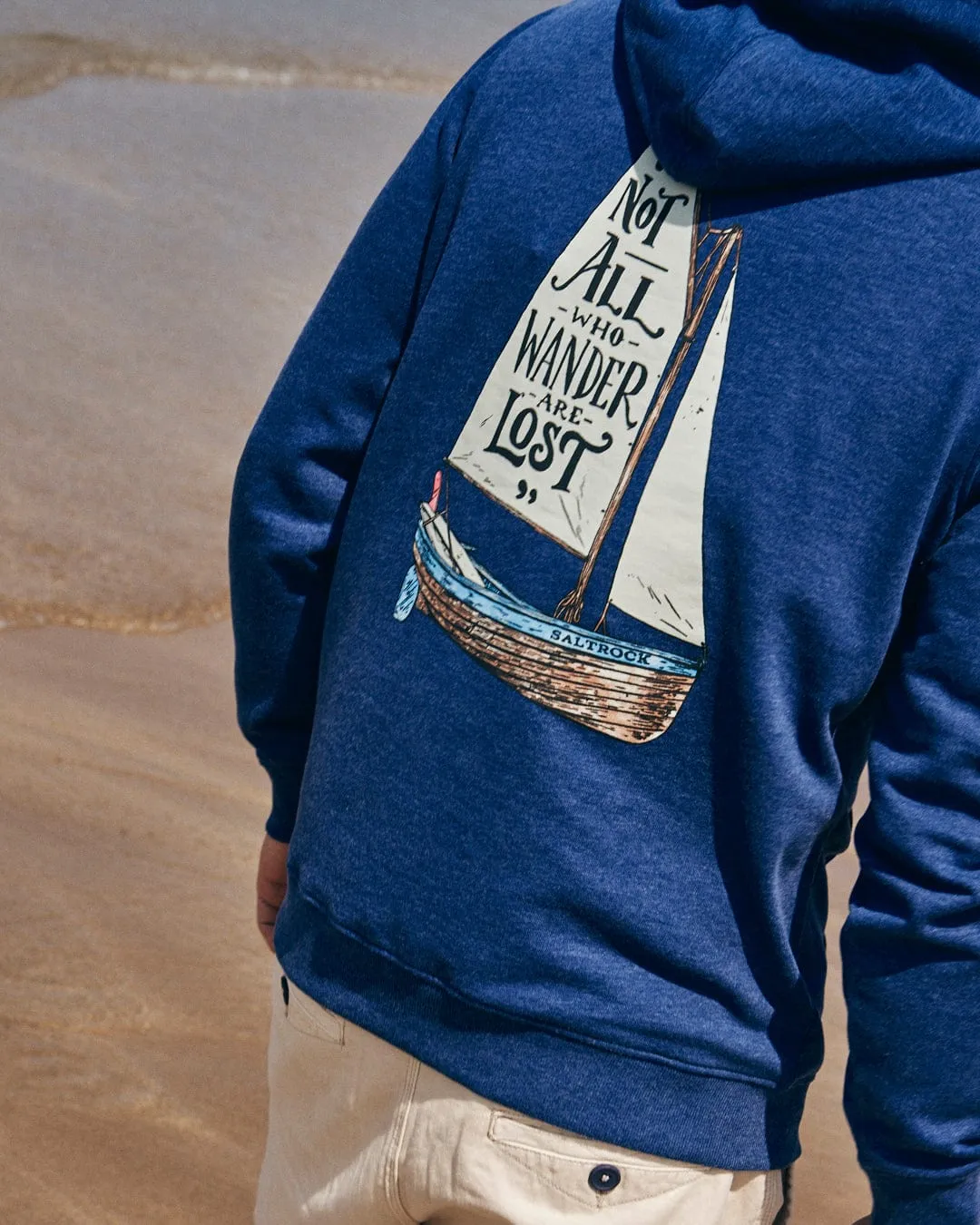 Lost Ships - Mens Pop Hoodie - Blue Marl