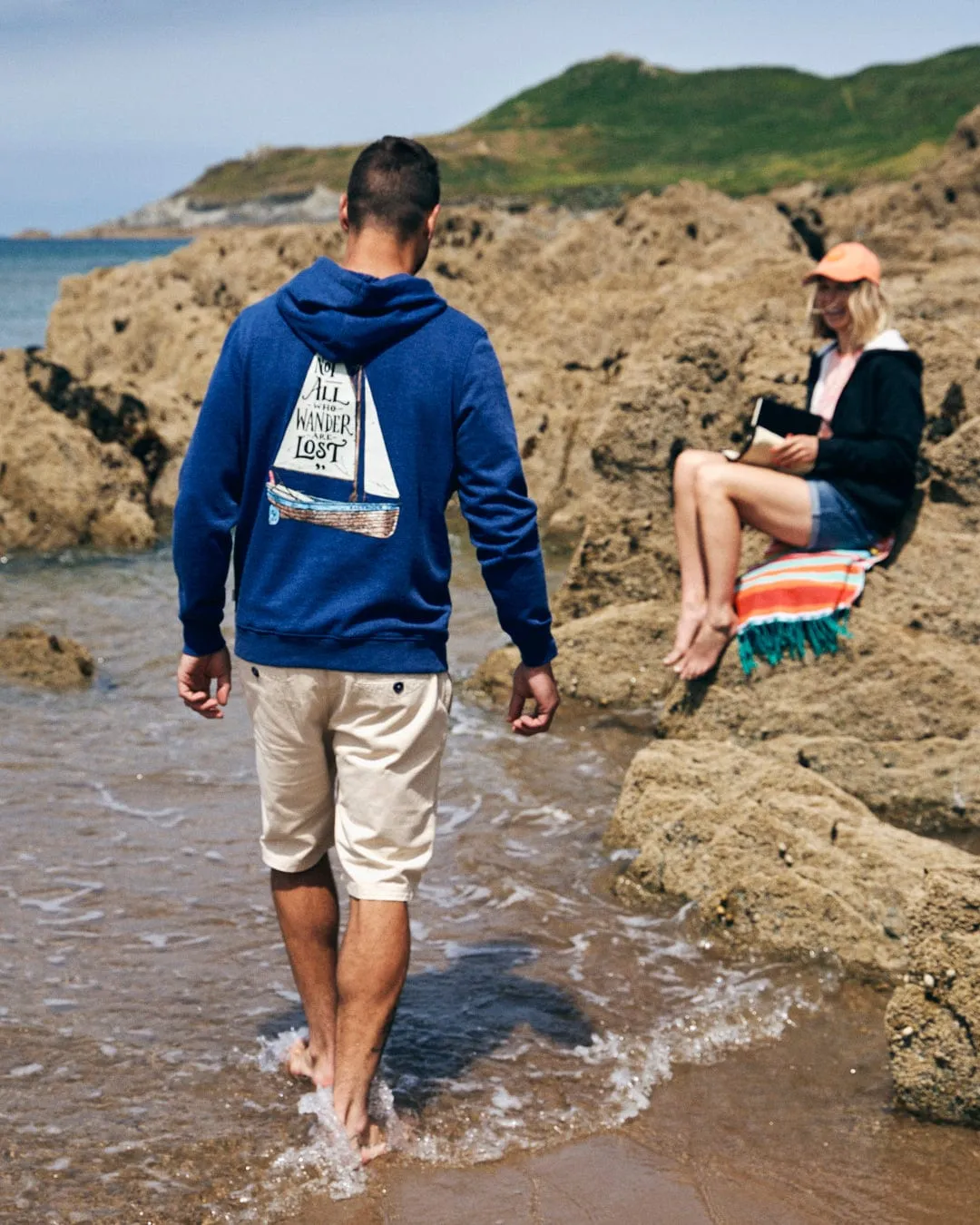 Lost Ships - Mens Pop Hoodie - Blue Marl