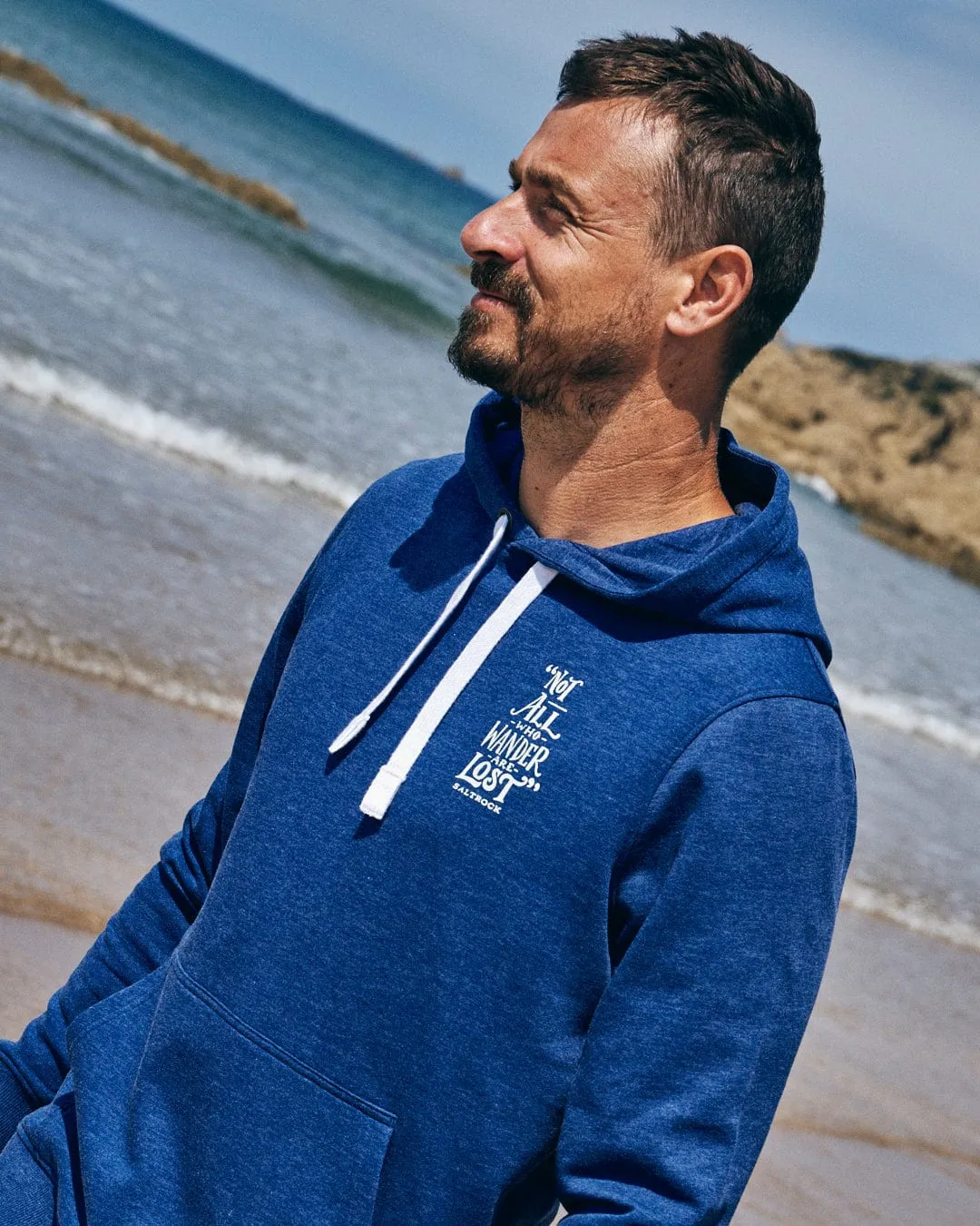 Lost Ships - Mens Pop Hoodie - Blue Marl