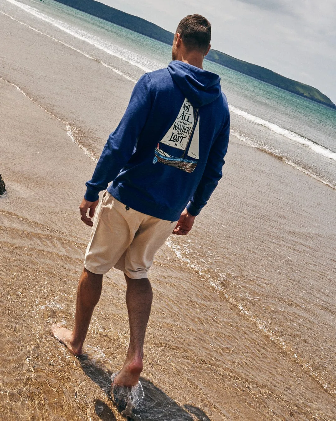 Lost Ships - Mens Pop Hoodie - Blue Marl