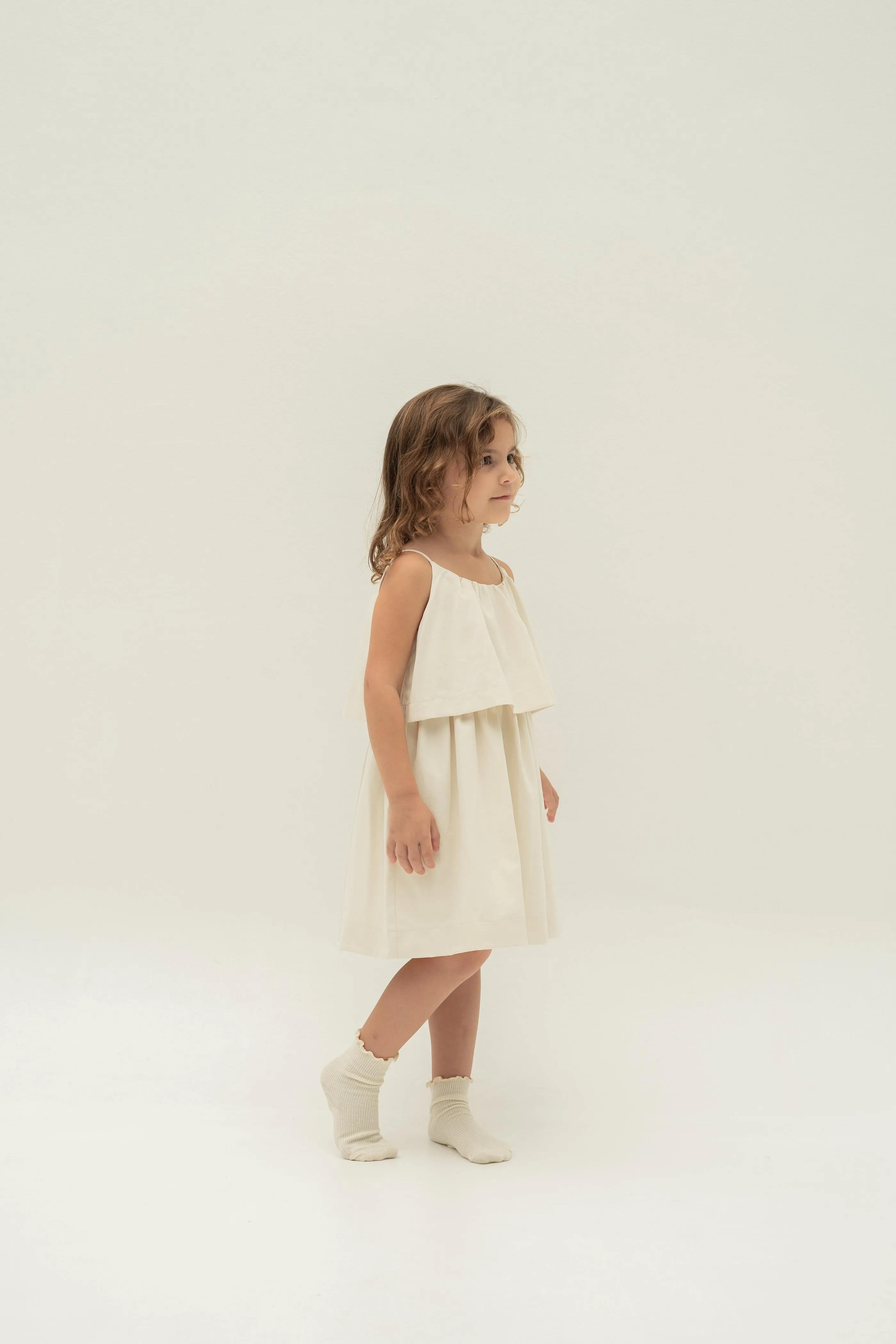 Mini Tiered Layered Dress in Natural