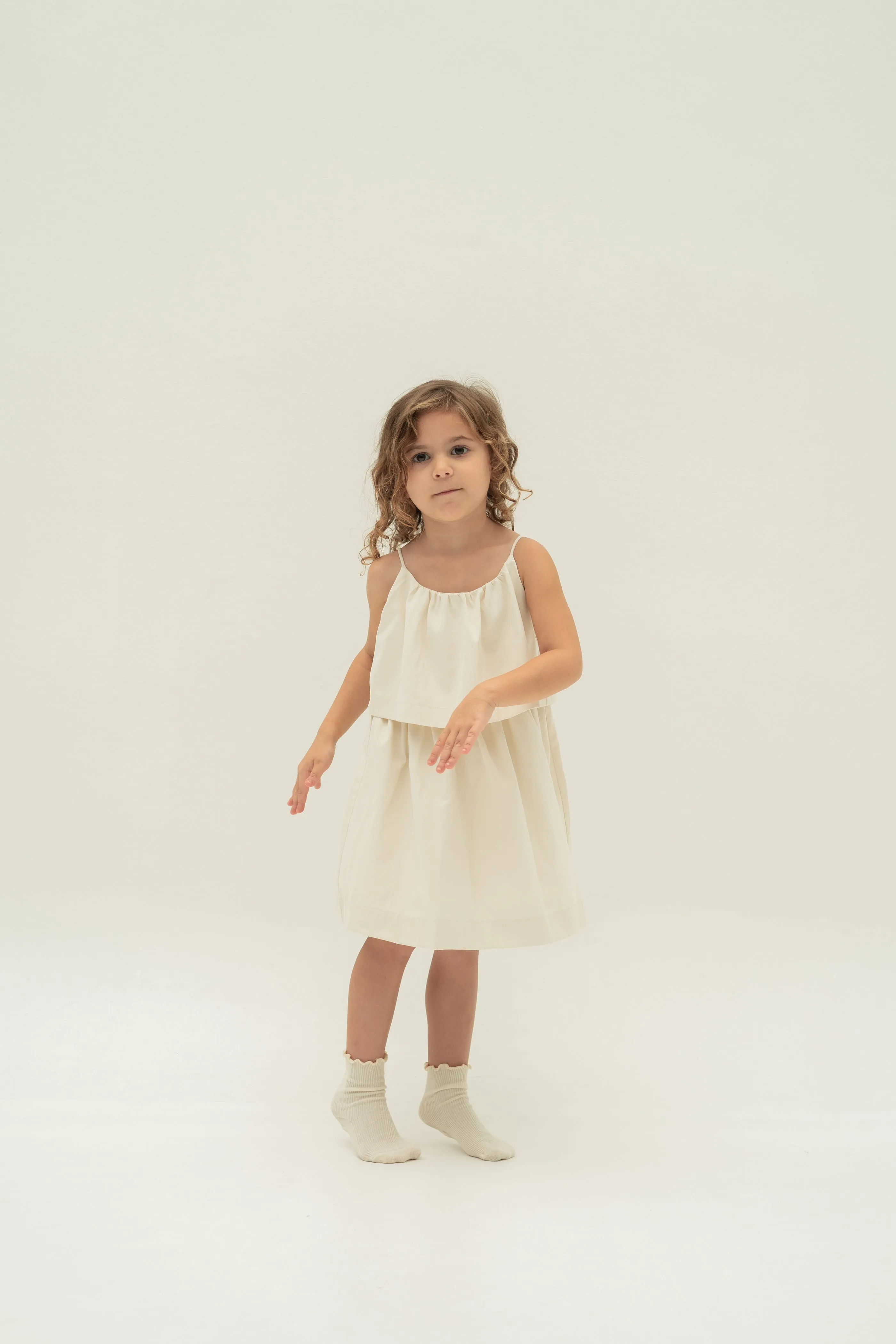 Mini Tiered Layered Dress in Natural