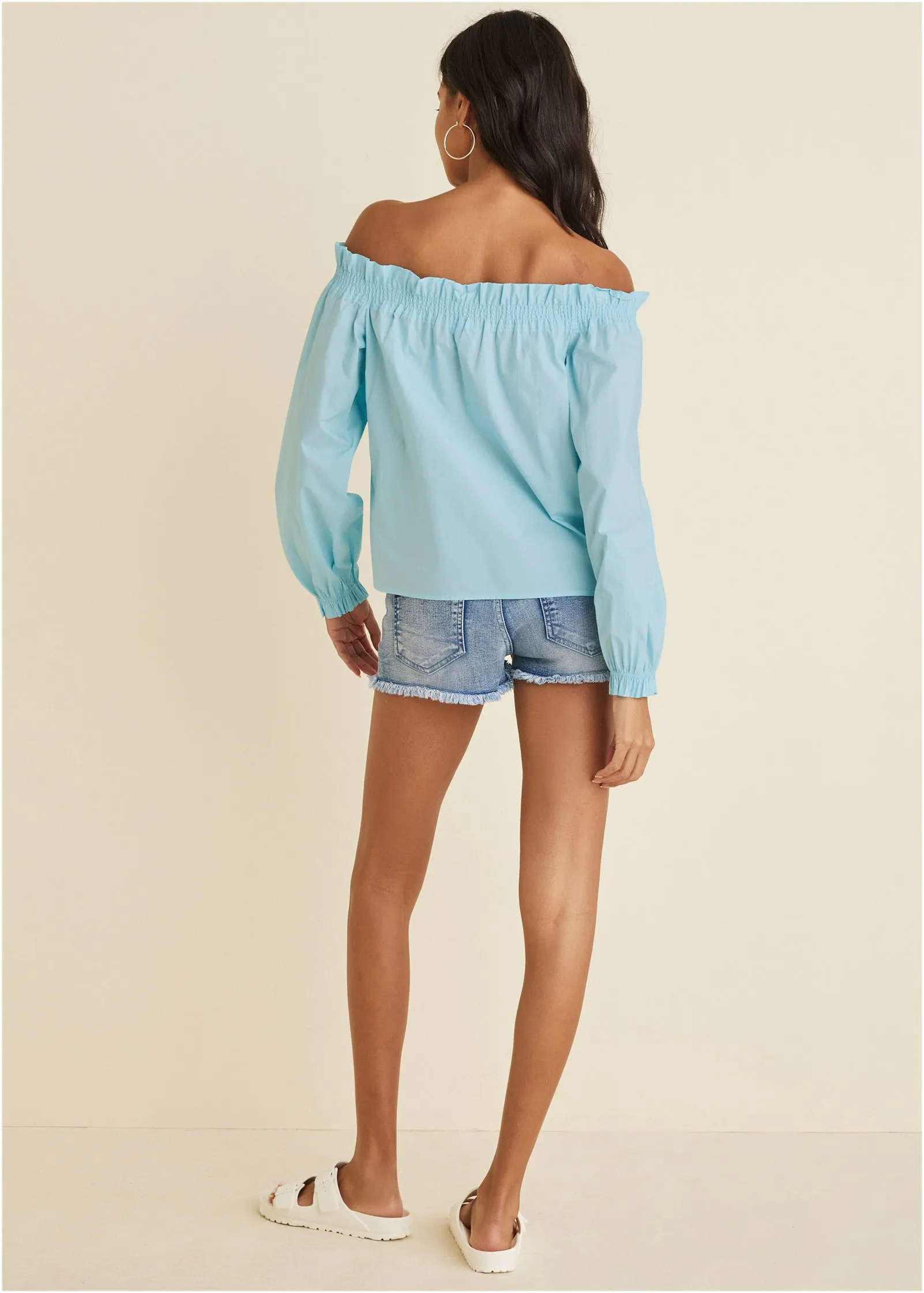 Off-The-Shoulder Top - Light Blue
