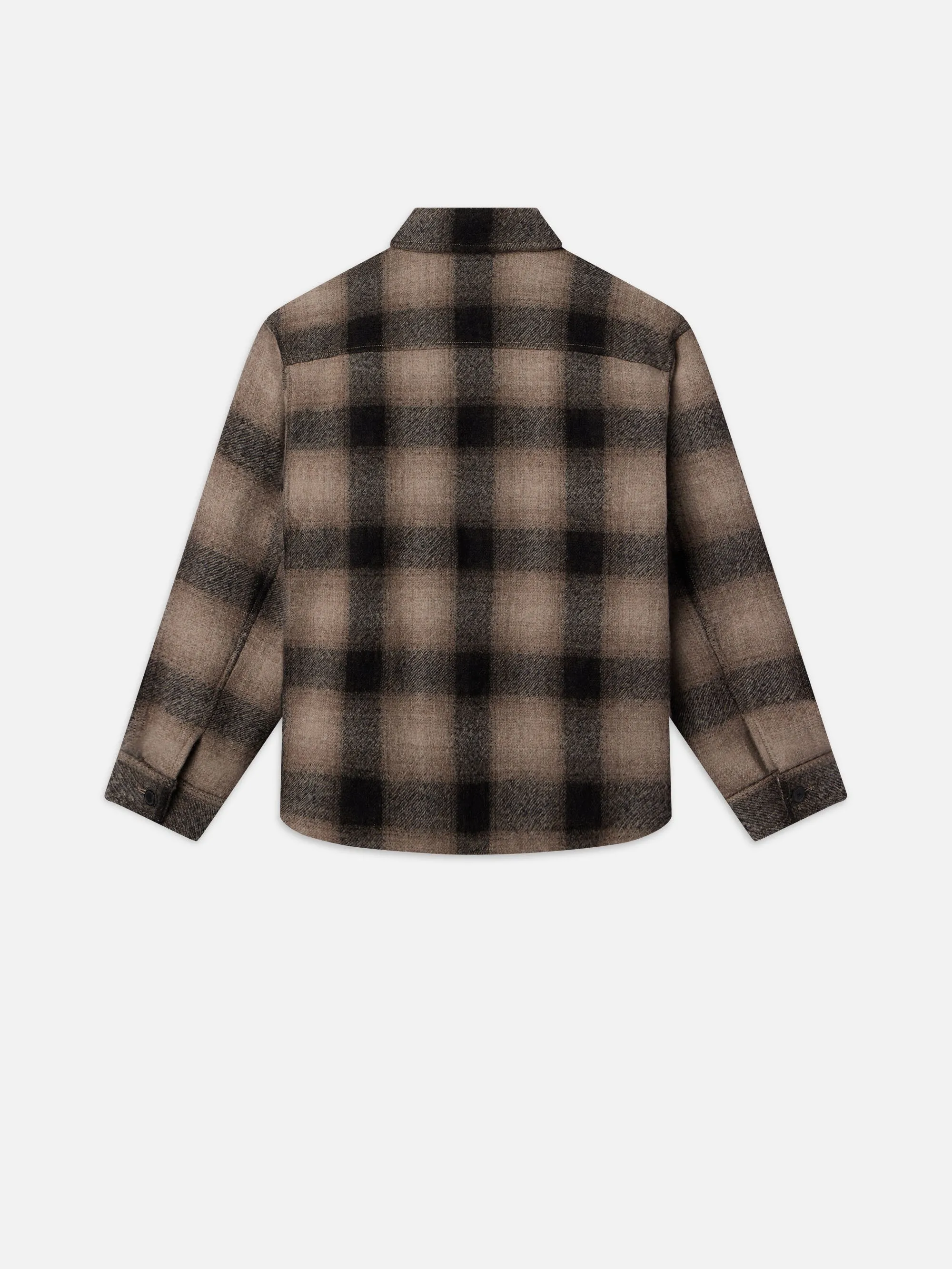 Padded Plaid Shirt Jacket -- Brown Plaid