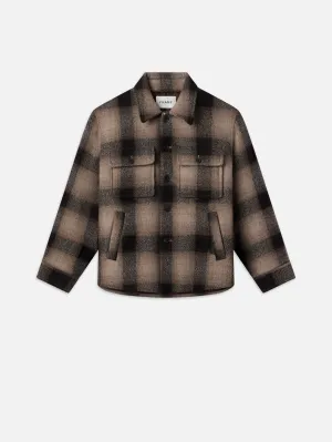 Padded Plaid Shirt Jacket -- Brown Plaid
