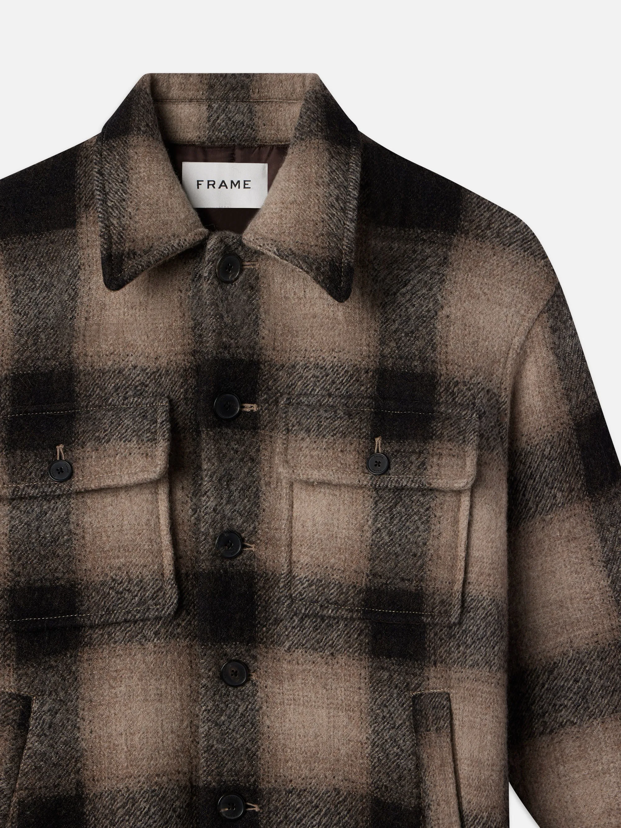 Padded Plaid Shirt Jacket -- Brown Plaid