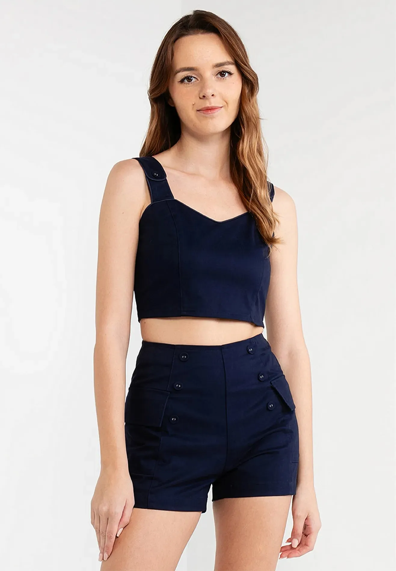 Plain Sweetheart Neck Cropped Top