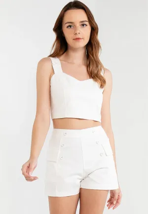 Plain Sweetheart Neck Cropped Top