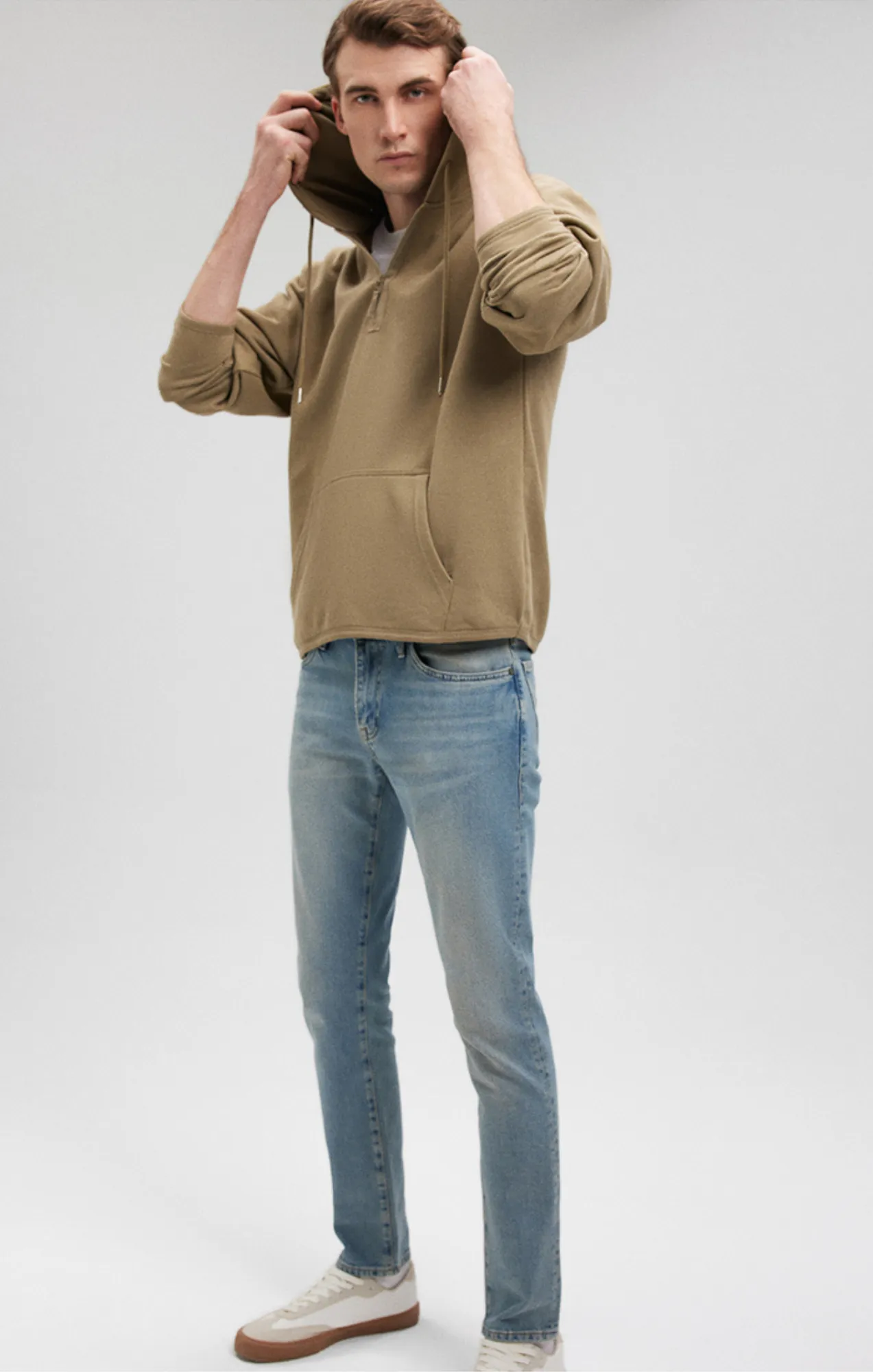 QUARTER ZIP HOODIE IN MERMAID