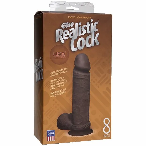 Realistic Cock Ultraskyn Black 8in