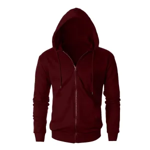 Regular Fit Men's Solid Maroon Zipper Jacket Hoodies Sweatshirt By LazyChunks