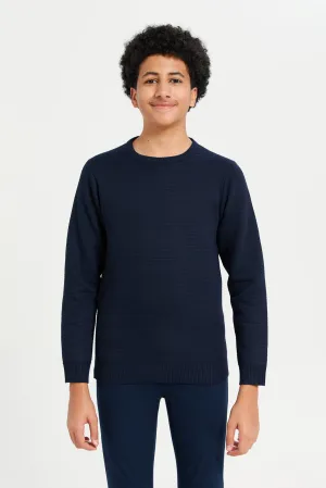 Senior Boys Navy Knitted Pullover