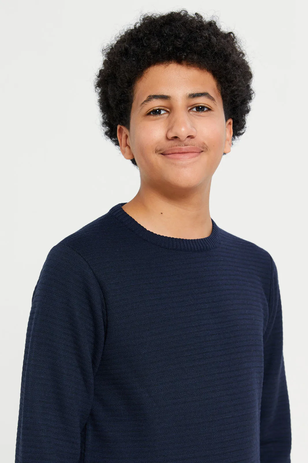 Senior Boys Navy Knitted Pullover