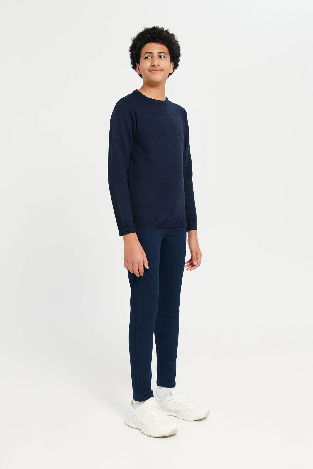 Senior Boys Navy Knitted Pullover