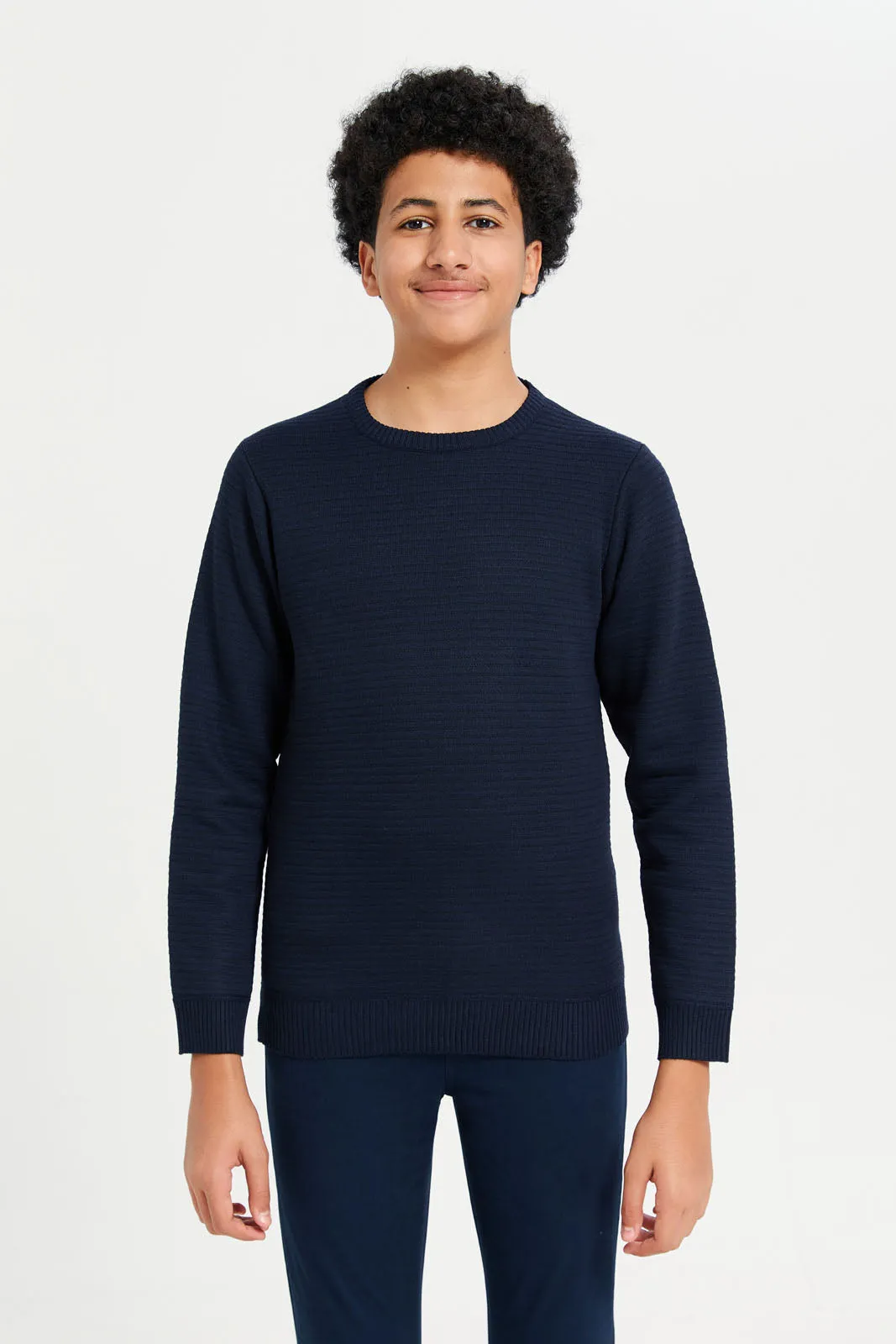Senior Boys Navy Knitted Pullover