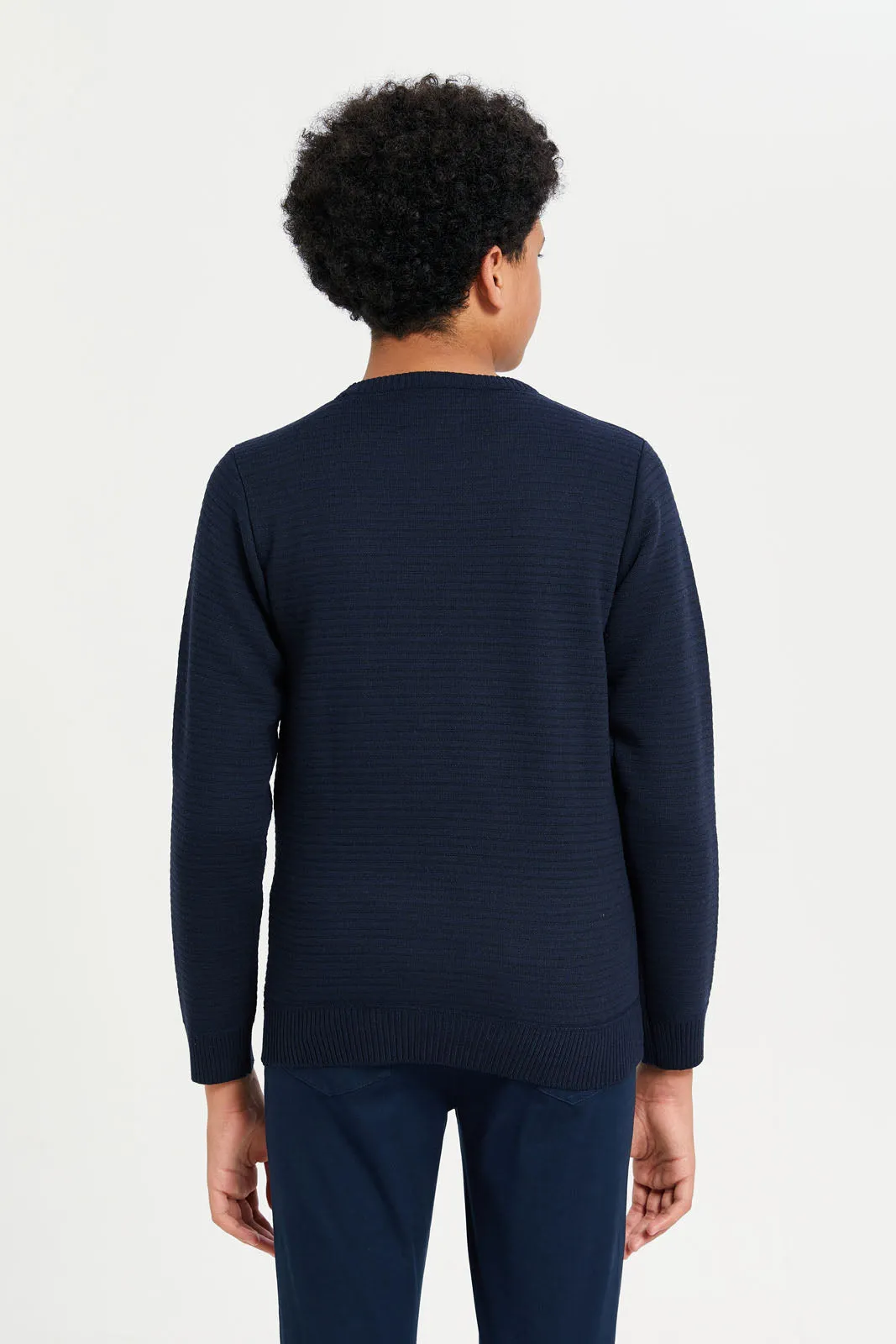 Senior Boys Navy Knitted Pullover