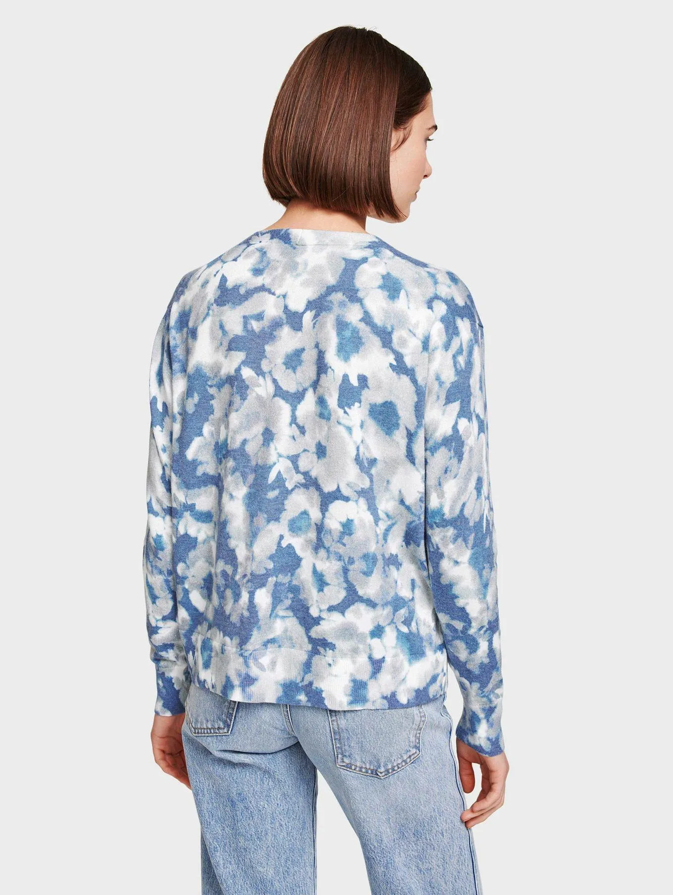 Tie Dye Floral V Neck - Indigo Combo