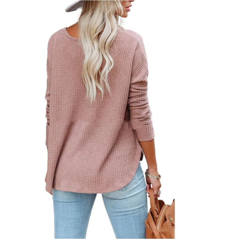 V-Neck Long-Sleeved Solid Color Cardigan Wholesale