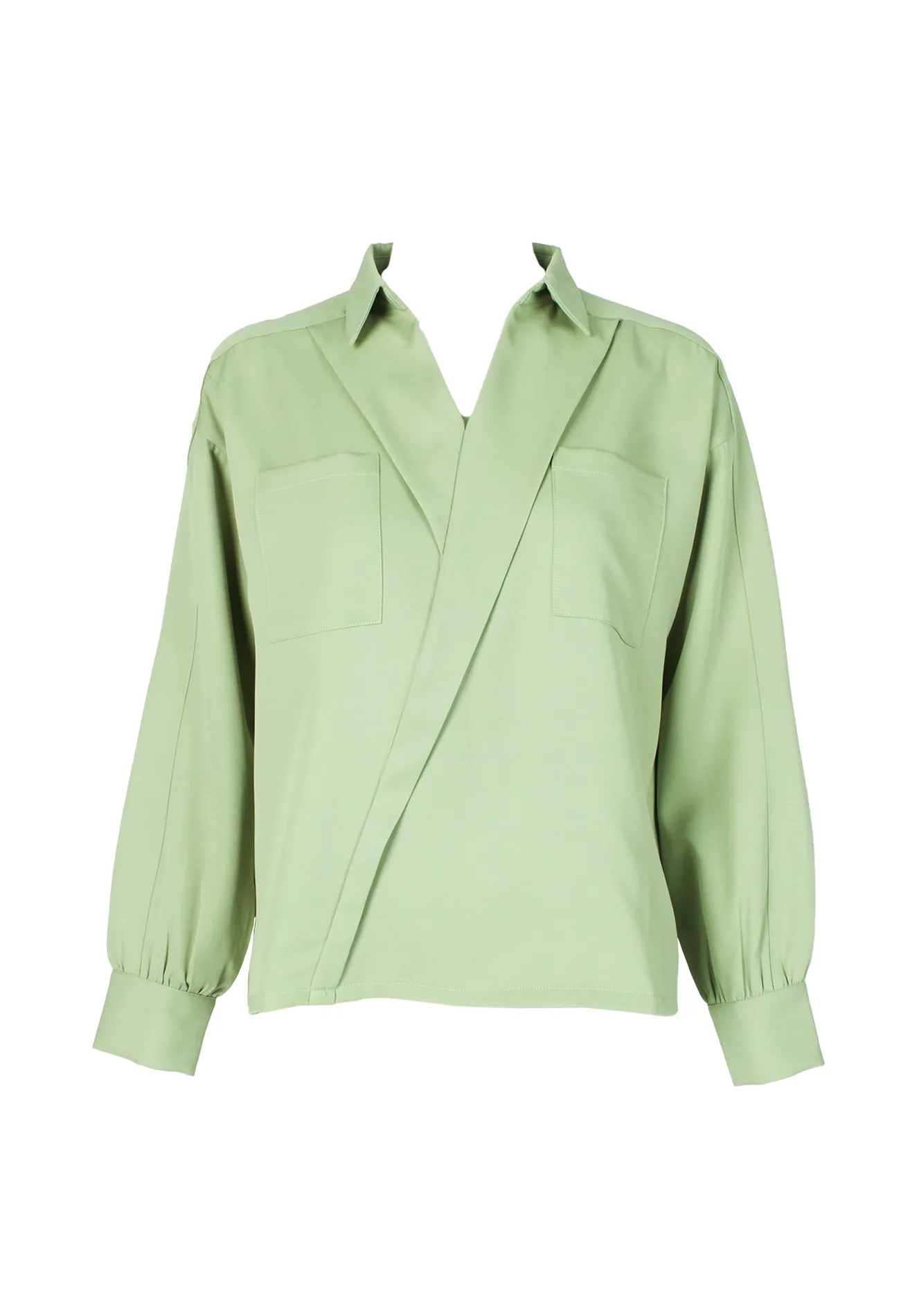 VCollar Liner Cut Blouse with Stripe