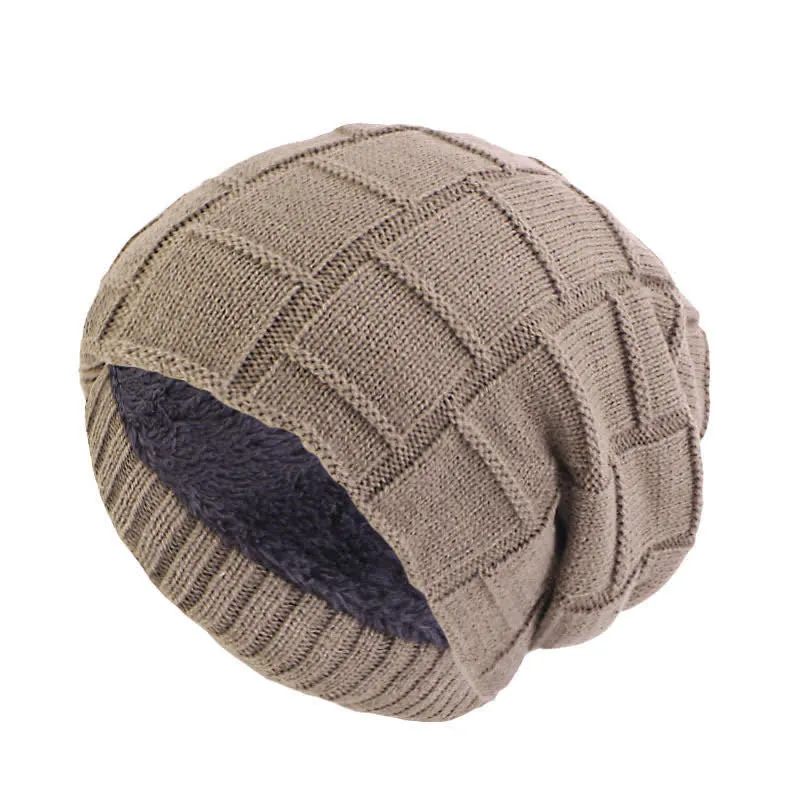 Warm Fur Lined Beanie Knitted Hat