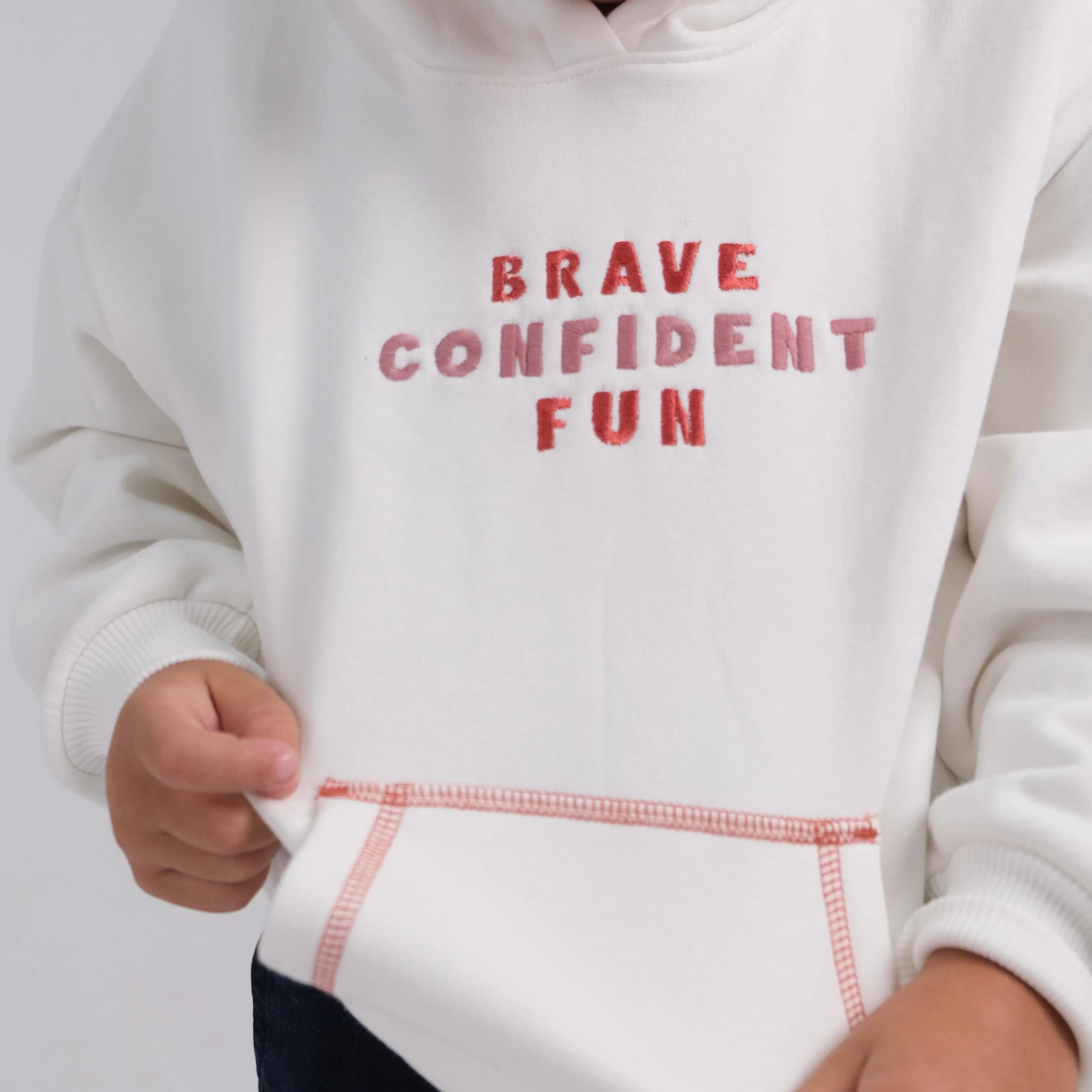 White Unisex Long-Sleeved Fleeced Hoodie