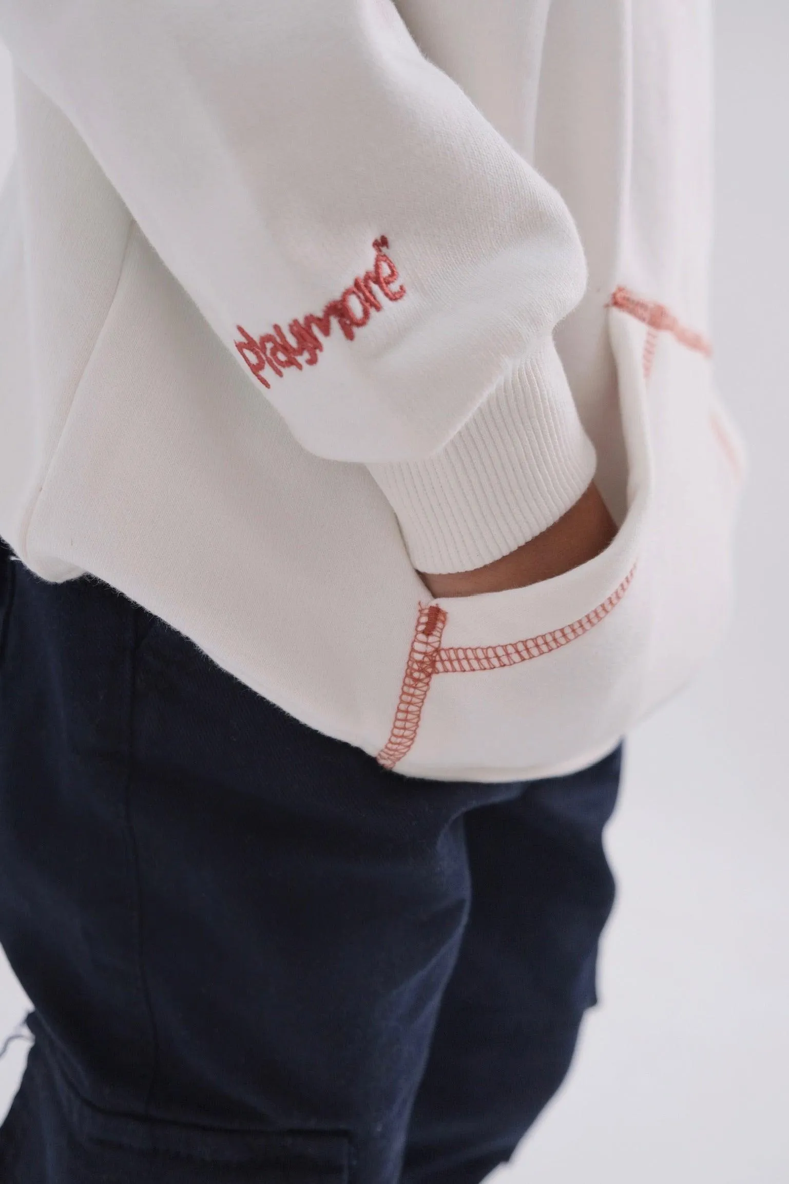 White Unisex Long-Sleeved Fleeced Hoodie